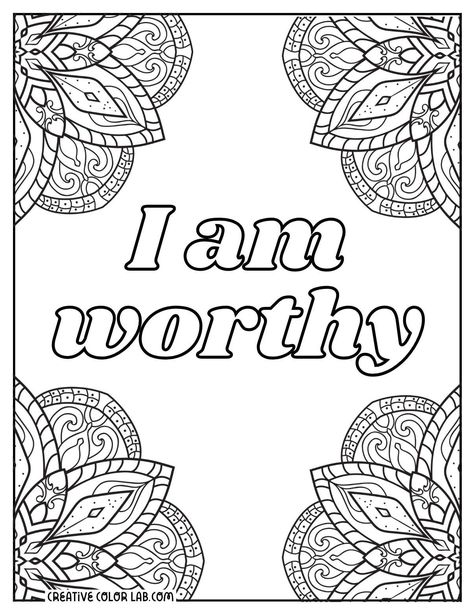 35 Positive Affirmations Coloring Pages | Free PDF Printables Coloring Pages Affirmations, I Am Coloring Page, Confidence Activities, Powerful Mantras, Quote Coloring Pages, Positive Affirmation Cards, Color Lab, Therapy Worksheets, Positive Self Talk