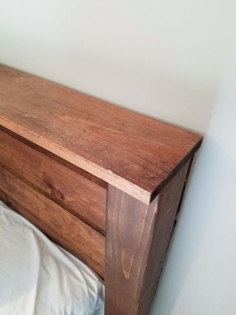 How To Make Night Stands, King Bed Wood Headboard, Bed Shelf Headboard, Homemade Headboard Ideas, Diy Headboard With Shelves, King Size Headboard Ideas, Rustic Boys Bedroom, Diy King Size Headboard, Rustic Headboard Diy