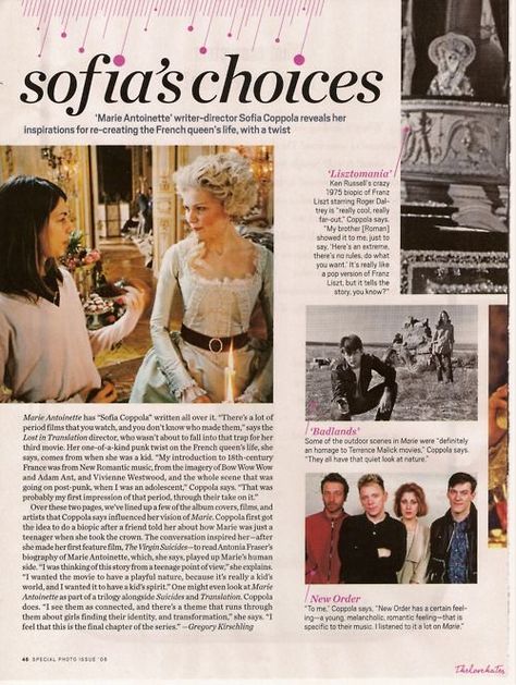 Sofia Coppola Magazine, Marie Antoinette Film, Sofia Coppola Marie Antoinette, Sofia Coppola Movies, Marie Antoinette 2006, Ken Russell, Riot Grrrl, Sofia Coppola, Film Inspiration