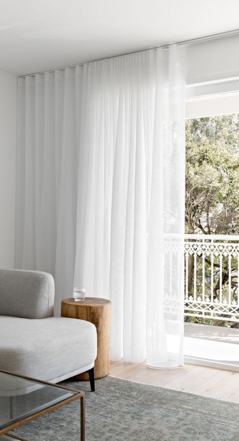 Blinds And Curtains Living Room, White Curtains Living Room, Apartment Window, Window Net, Modern Classic Home, Window Treatments Living Room, The Local Project, White Windows, Living Room Windows