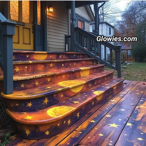 Moon And Stars Design, Popular Home Decor, Monique Lula, Painting Old, Moons And Stars, Dark Home Decor, Wooden Steps, Stars Design, Goth Home