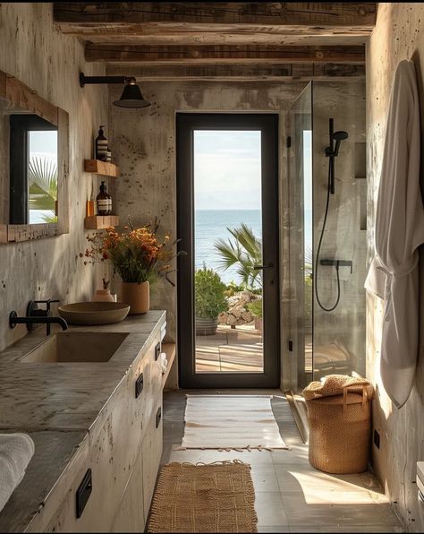 Boho Interior Design, Italian Home, Concrete House, Bathroom Inspiration Decor, Mediterranean Home, Bad Design, Luxury Homes Dream Houses, The South Of France, South Of France