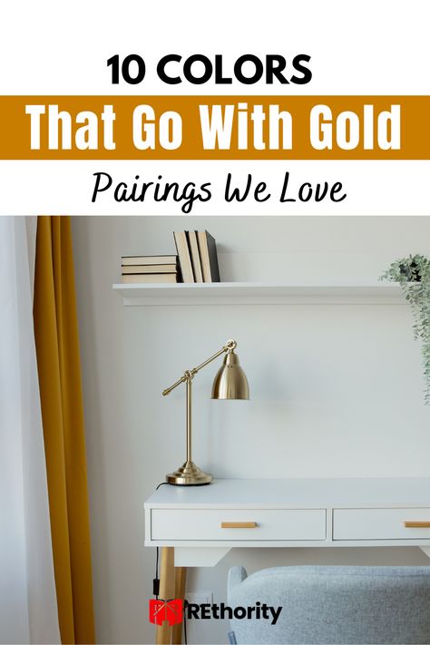 Gold is one of the most popular colors used in interior design today. Whether you're looking for a top-notch timeless decor, or just trying to spruce up your home, gold is the perfect color for any room. But have you ever wondered which colors work the best with the glimmering hue of gold? Look no further - we've rounded up 10 colors that go with gold, and gathered some of our favorite pairings to give your home the extra oomph it deserves. Gold Curtains Bedroom Color Combinations, Gold Curtains Living Room Colour Schemes, Paint Colors That Go With Gold Accents, Colors That Go With Gold Bedroom, Gold Paint Colors For Walls Bedroom, Colors That Go With Black And Gold, Decorating With Gold Accents, What Colors Go With Gold, Golden Room Aesthetic