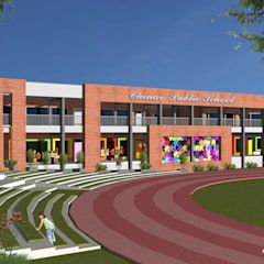 School Building Design Ideas, School Elevation Design Architecture, Modern School Building Design, School Facade Design, School Exterior Design, School Facade, School Building Plans, School Exterior, School Floor Plan