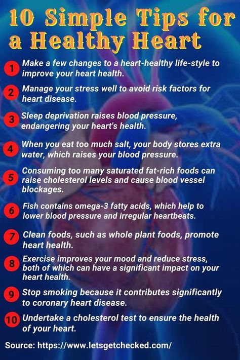 10 Simple Tips for a Healthy Heart Food For Heart, Raise Blood Pressure, Healthy Heart Tips, Get Enough Sleep, Heart Healthy Eating, Clogged Arteries, Heart Healthy Diet, Healthy Heart, Low Cholesterol