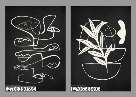 Black And White Decal Codes, Bloxburg Painting Decals, Bloxburg Painting, Roblox Decal Codes, Painting Decals, Aesthetic Codes, Codes Wallpaper, Roblox Decals, Pic Code