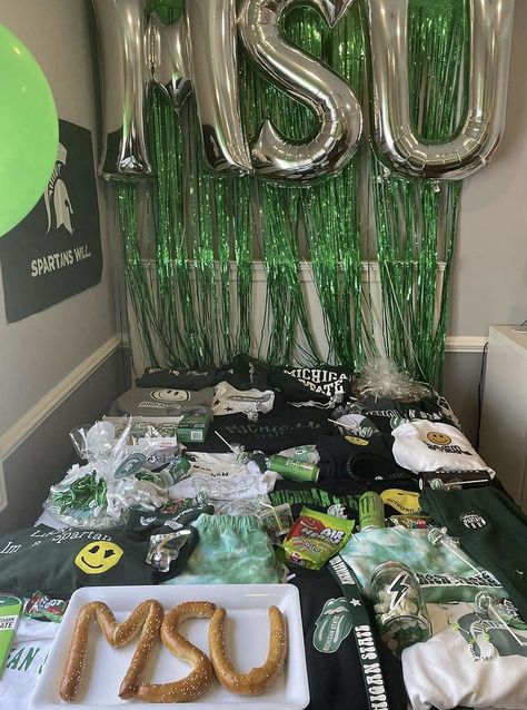 Michigan State Graduation Party Ideas, Msu Aesthetic, Michigan State University Dorm, College Bed, College Vibes, Dorm Party, Bed Party, Book Mood, Party College