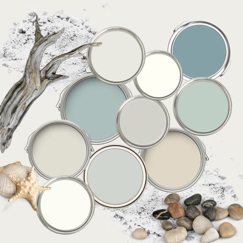 Coastal Paint Palette, Beach House Color Palette, Coastal Palette, Cottage Home Interior, Coastal Paint, Beach House Colors, Palette Blue, Airbnb Decor, House Color Palettes