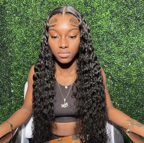 Deepwave Frontal Hairstyles Middle Part, 13x4 Deep Wave Lace Front Wig Styles, Water Wave Human Hair Wig, Curly Hairstyles Lace Wig, Deep Wave Wig Middle Parts, Middle Part Wet And Wavy Wig, Middle Part Deep Wave Wig, Deepwave Frontal Hairstyles, Deep Wave Middle Part