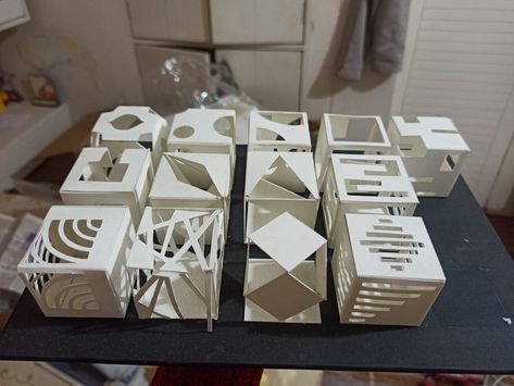 Cube Project Architecture, Cube Model, Cubes Architecture, Conceptual Model Architecture, Optical Illusion Drawing, Interior Design Principles, Furniture Design Sketches, Interior Design Student, Paper Architecture