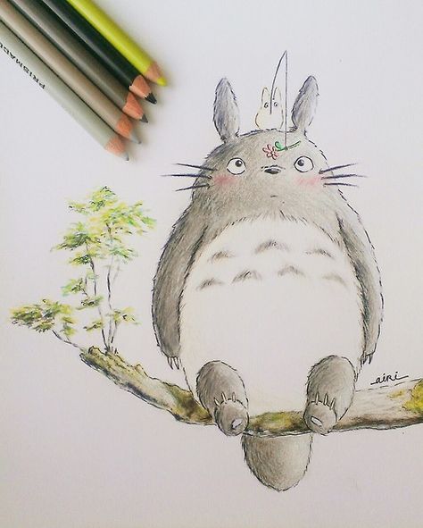 Totoro by thegreatperhapss Totoro Drawing, Totoro Art, Miyazaki Art, Abstract Pencil Drawings, Ghibli Artwork, Studio Ghibli Movies, Studio Ghibli Art, Kpop Drawings, Ghibli Art