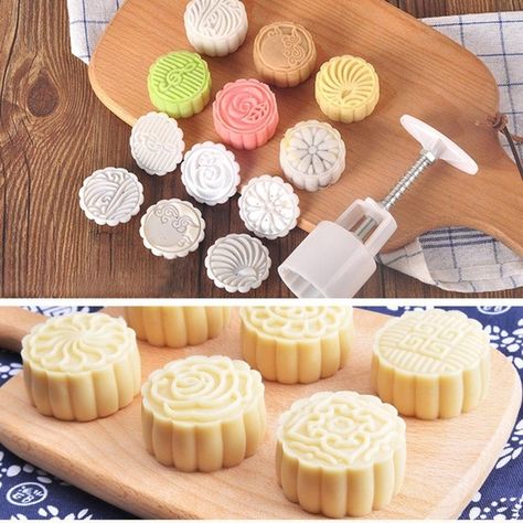 Cake Pastries, Chinese Moon Cake, Mooncake Recipe, Moon Cake Mold, Cake Fillings, Beautiful Desserts, Mooncake, Diy Baking, Baking Accessories