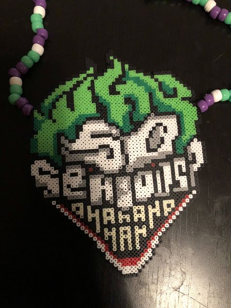 A personal favorite from my Etsy shop https://www.etsy.com/listing/557420380/joker-mini-perler-beads-kandi-necklace Perler Bead Necklace, Mini Perler Beads, Kandi Necklace, Rave Edm, Perler Bead, Perler Beads, Bead Necklace, Art Inspo, Beaded Necklace