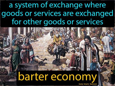 Barter Economy, A system of exchange where goods or services are exchanged for other goods or services. Barter System, Egypt, Comic Book Cover, Education, Memes