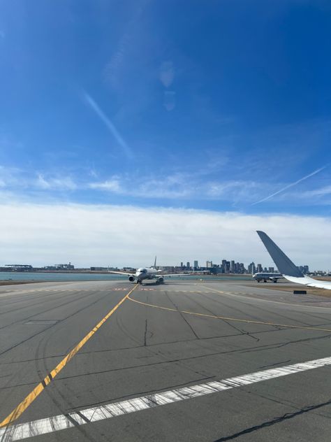 Plane on runway at Boston Logan Airport Plane Runway, Runway Airport, Airport Runway, Boston Logan International Airport, International Airport, Travel