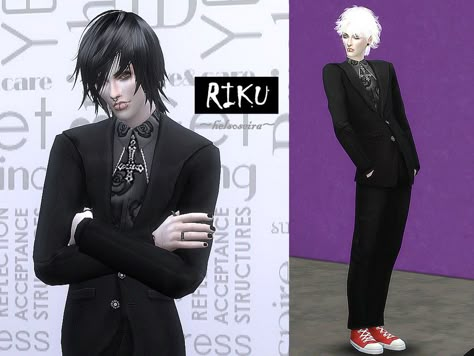 Visual Kei Outfits, Gothic Suit, Sims 4 Cc Goth, Goth Male, Male City, Male Suit, Sims 4 Male Clothes, Bow Crop Tops, The Sims 4 Packs