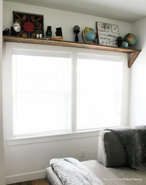 Shelf Over Window Living Room, Book Shelf Over Window, Diy Above Window Shelf, Bookshelves Above Windows, Floating Shelf Above Window, Shelf Above Window Living Room, Bookshelf Above Window, Shelf Over Window Bedroom, Under Window Shelf