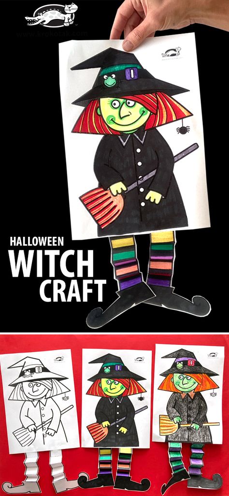 witch craft Witch Paper Craft, Witch Craft Preschool, Diy Paper Christmas Tree, Bricolage Halloween, Thema Halloween, Witch Coloring Pages, Fall Art Projects, Children Activities, Autumn Activities For Kids