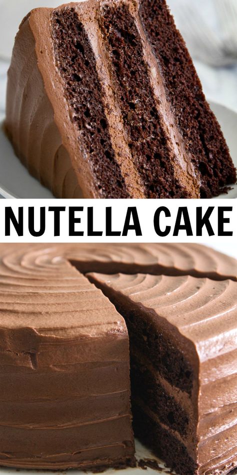 Nutella Cake Recipe, Nutella Buttercream Frosting, Nutella Recipes Cake, Nutella Recipes Easy, Nutella Lover, Easy Vanilla Cake Recipe, Nutella Buttercream, Nutella Desserts, Nutella Cake