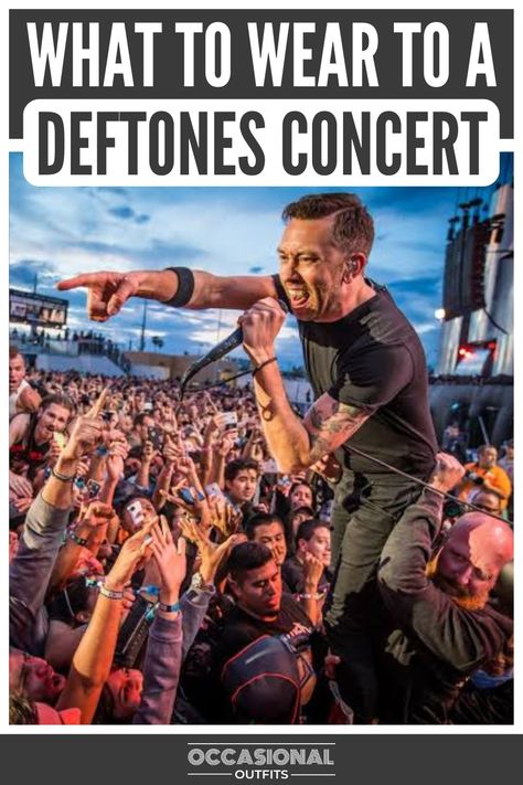 Deftones performing live on stage at a concert Deftones Concert Outfit, Deftones Concert, Concert With Friends, Concert Outfit Jeans, Occasional Outfits, Concert Outfit Rock, Concert Outfit Ideas, Black Faux Leather Leggings, Concert Fashion