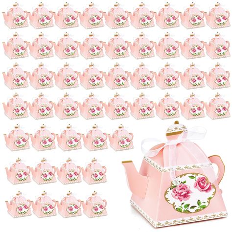 PRICES MAY VARY. Value Pack: You will receive 50 packs of teapot candy boxes with the mini assembled size of 3.9 x 3.9 x 4 inch (L x W x H), which is a large quantity to meet your needs for decorating your various parties. High Quality: Our vintage floral teapot boxes are made of premium paper board, which is durable, strong and reliable, not easy to break, fade or deform. This material also makes these boxes safe, sustainable and reusable to use. Exquisite Design: Our mini teapot favor boxes wi Pink Winter Wonderland Baby Shower Favors, Baby Shower Tea Party Favors, Tea Party Gifts Favors, Tea Party Favors For Women, Tea Garden Wedding, High Tea Party Decorations, Victorian Baby Shower, Tea Party Baby Shower Theme, Toddler Tea Party