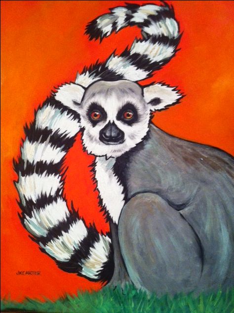 Lemur. Original acrylic painting on canvas by JKCARTER. SOLD. Lemur Painting, Lemur Drawing, Lemur Art, Amy Brown Art, Monkey Illustration, Animals Safari, Safety Vest, Elephant Tattoos, Color Pencil Art