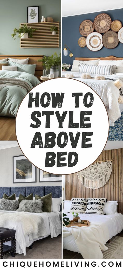 Transform your bedroom with the Best Ways to Style Above Bed Wall! 🛌✨ Explore creative ideas for showcasing personality and elevating your space. From eye-catching artwork to chic wall decor arrangements, discover designs that make a statement. Dive into this guide for innovative inspiration and bring a touch of sophistication to the often-overlooked space above your bed. Redefine your bedroom aesthetic and create a personalized haven with these styling tips. 💫🏡 #BedroomDecor #AboveBedWall Above Guest Bed Decor, Above Bed No Headboard Decor, Decoration Above Bed Wall Decor, Picture Ideas Above Bed, Unique Above Bed Decor, Bedroom Decor Behind Bed, Wall Art Above Headboard, Above A Bed Wall Decor, Wall Behind The Bed Ideas