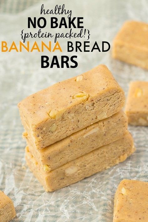 No Bake Banana Bread, Banana Protein Bars, Paleo Protein Bar Recipe, Bake Banana Bread, Protein Bar Recipe, Paleo Protein Bars, Banana Bread Bars, Bake Banana, Paleo Protein