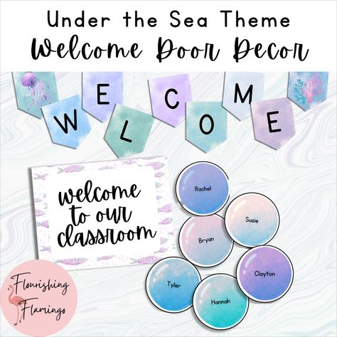 Excited to share the latest addition to my #etsy shop: Under the Sea Classroom Decor - Watercolor - Welcome Sign https://etsy.me/46LS23Z #blue #purple #unframed #coastaltropical #animal #classroomdecor #underthesea #watercolor #fish #classinspo #thelittlemermaid Under The Sea Welcome Sign, Frozen Classroom, Under The Sea Classroom, Watercolor Classroom, Desk Name Tags, Ocean Theme Classroom, Classroom Welcome, Teacher Name Signs, Underwater Theme