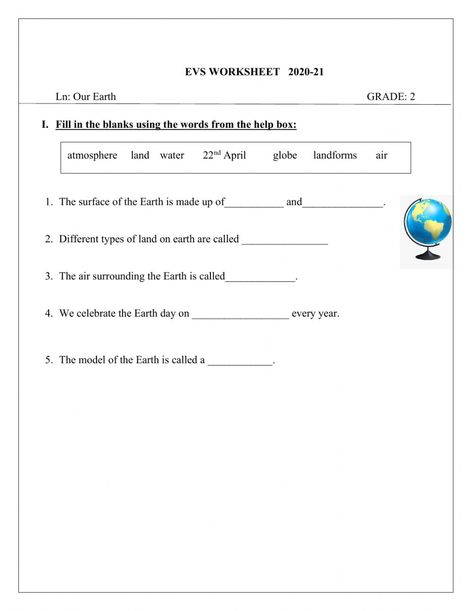 Earth Worksheet, 5th Class, Environmental Studies, 2nd Grade Worksheets, Our Earth, School Subjects, Online Workouts, Google Classroom, 2nd Grade