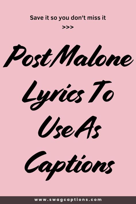 Looking for the perfect caption? Discover the best Post Malone lyrics to use as captions for your Instagram posts. From catchy phrases to heartfelt lines, these lyrics will perfectly capture your vibe. Whether you're feeling inspired or just want to add some swagger to your feed, these "Post Malone Lyrics To Use As Captions" are just what you need to stand out. Post Malone Instagram, Instagram Caption Lyrics, Post Malone Lyrics, Caption Lyrics, You Lied To Me, Catchy Phrases, Perfect Captions, Say Congratulations, Can You Feel It