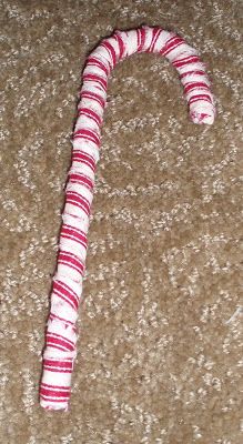 Wrapped Candy Canes, Primitive Candy Canes, Primitive Christmas Ornaments, Primitive Christmas Crafts, Recycled Christmas Decorations, 99 Cent Store, Candy Cane Crafts, Wrapped Candy, Candy Cane Ornament