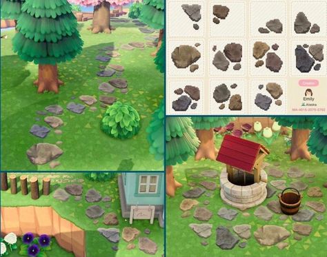 Animal Crossing Custom Design Codes Path, Stepping Stone Path Animal Crossing, Animal Crossing Stepping Stone Design, Animal Crossing Design Codes Stone Path, Acnh House Path, Concrete Acnh Code, Anch Paths Stone, Acne Custom Paths, Animal Crossing Stepping Stone Path