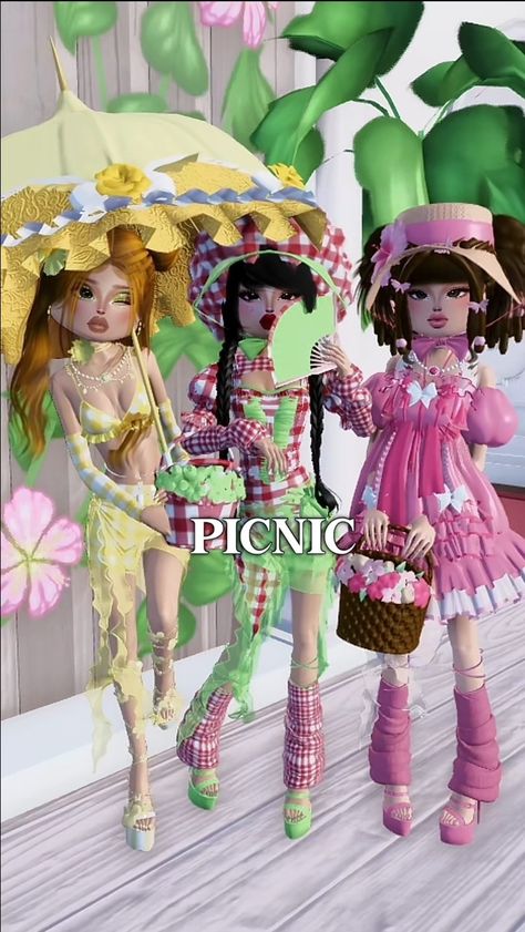 Dti Picnic Fits, Picnic Dti Outfit, Dti Theme Casual, Dress To Impress Casual Theme, Florals Outfits Dress To Impress, Picnic Dress To Impress, Enchanted Night Dress To Impress, Glamping Dress To Impress, Cute Picnic Outfits