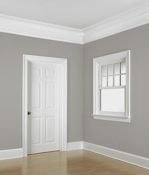 Floor to ceiling example of the Colonial Revival Style Crown Moldings, Living Room Decor Gray, Light Wood Floors, Window Dressing, Room Paint Colors, Trendy Living Rooms, Colonial Revival, Bedroom Paint Colors, Trendy Bathroom