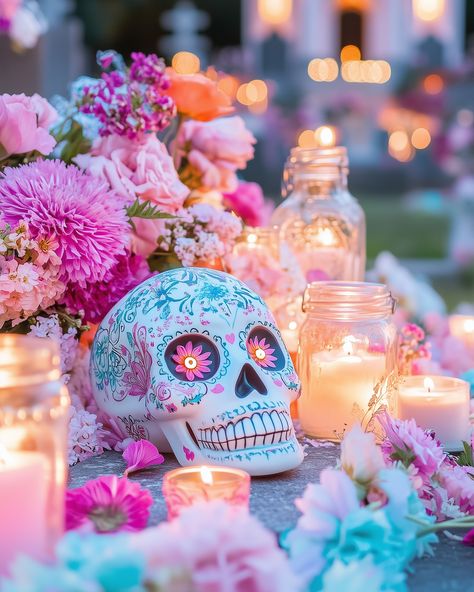 Sugar Skull Offerings 🌸💀🌸 The prettiest decorations for Día de los Muertos 😍 Sugar Scull, Day Of The Dead Party, Candy Skull, Candy Skulls, Pretty Decor, Sugar Skulls, Pink Room, 1st Bday, Day Of The Dead