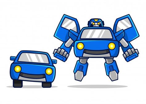 Blue car transform into a robot characte... | Premium Vector #Freepik #vector #car #technology #character #cartoon Robot Car Drawing, Cartoon Car, Character Cartoon, Car Technology, Car Illustration, Blue Car, A Robot, Back Art, Robot Design