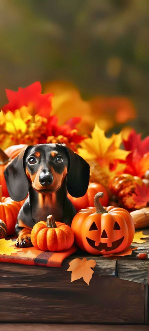 Halloween Wallpaper, Dachshund, Phone Wallpaper, Halloween