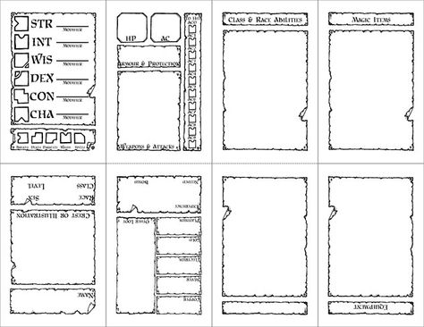 Pocketmod Labyrinth Lord Sheet Dnd Notebook Ideas, Dnd Printables, Rpg Character Sheet, Dnd Journal, Dnd Diy, Dnd Things, Dnd Character Sheet, Dnd Crafts, Dm Screen