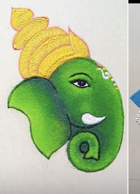 Ganeshji Rangoli Designs, Ganeshji Rangoli, Ganapati Rangoli Designs, Ganapati Drawing, Ganesh Rangoli Design, Ganapati Painting, Ganapati Rangoli, Ready Rangoli, Rangoli Drawing