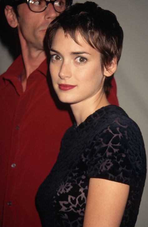 Winona Ryder Pixie, Winona Ryder Hair, Dark Pixie Cut, The Crucible, Short Hair Pixie Cuts, Winona Ryder, Short Pixie Cut, Cut My Hair, Short Hair Styles Pixie