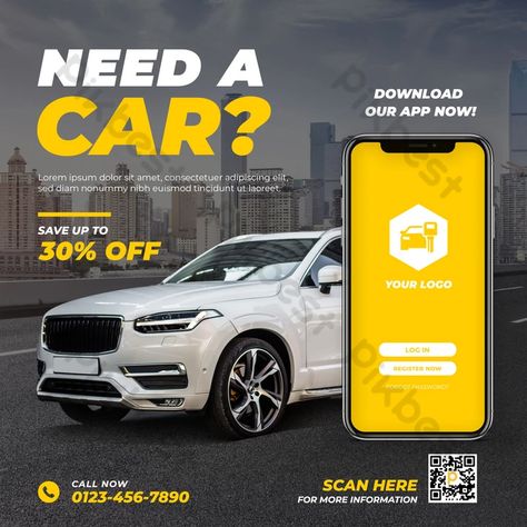 rent car promotion social media template Rent A Car Design, Visual Advertising, Car Banner, Rent Car, Advertising Space, Presentation Video, Powerpoint Word, Promotional Design, Car Advertising