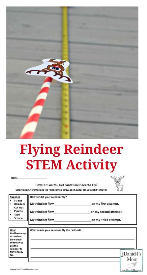 Flying Reindeer STEM Activity #STEM #Christmas #strawrocket #measurement #mathactivity #jdaniel4smom #reindeer Steam 2nd Grade Stem Activities, Reindeer Stem Activities, Christmas Steam Activities For Preschool, Christmas Stem Challenges For Kids, Reindeer Day Activities, Christmas Steam Activities For Kids, Stem Christmas Activities For Kids, Christmas Stem Activities Elementary, December Stem Activities For Kids