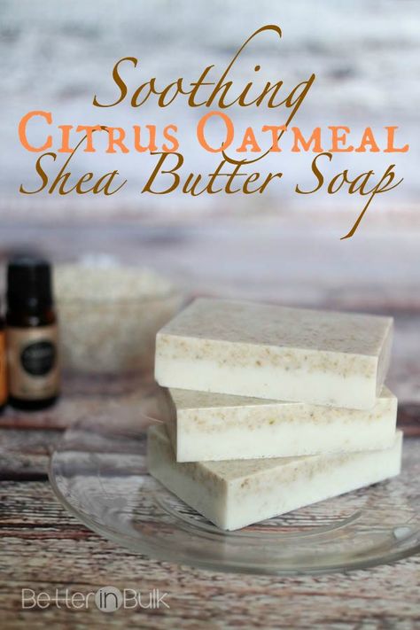 Citrus Oatmeal Shea Butter Soap Diy Soap No Lye, Savon Diy, Diy Soap Recipe, Bars Of Soap, Homemade Essential Oils, Săpunuri Handmade, Soap Making Recipes, Homemade Oil, Butter Recipes