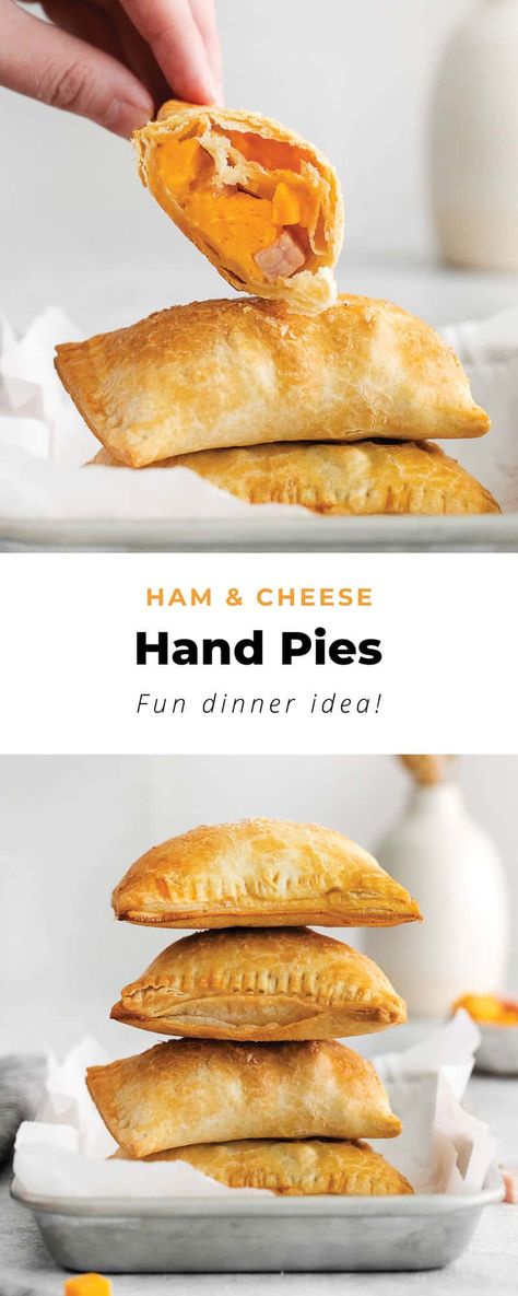 Meat And Cheese Hand Pies, Ham And Cheese Tart, Ham And Cheese Hand Pies Pioneer Woman, Easy Packable Desserts, Ham Hand Pies Recipes, Ham And Cheese Turnovers, Pie Crust Recipes Dinner, Pie Crust Pizza Pockets, Savory Fried Pies