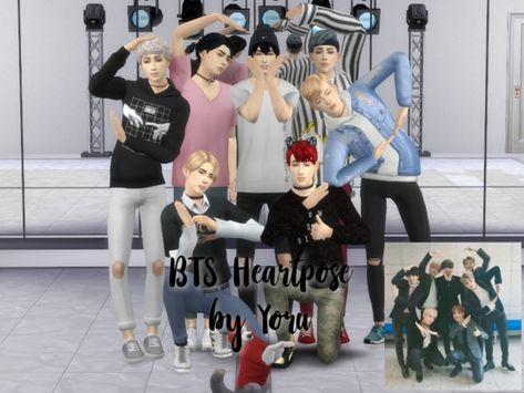 BTS Heartpose Pose Pack by Yorû Sims4 Poses, Cc Sims4, 4 Poses, The Sims 4 Packs, Group Poses, Sims House Design, Avakin Life, Sims4 Cc, Sims Community