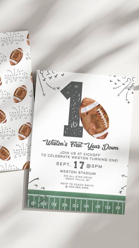 Rookie Of The Year Football First Birthday, Birthday Theme For Boys, Boys Birthday Party Themes, Modern First Birthday, Football Theme Birthday, Football First Birthday, First Birthday Theme, Baby First Birthday Themes, Boys First Birthday Party Ideas