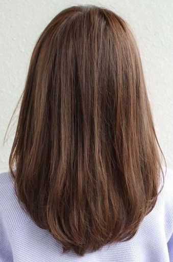 Mid Length Hair No Layers Straight, Medium Hair Cuts No Layers, Mid Length Hair No Layers, Layers For Medium Length Hair Straight, Shoulder Length Hair With Long Layers, Brown Hair Mid Length, Mid Length Hair Straight, Hair Without Layers, Medium Lenth Hair