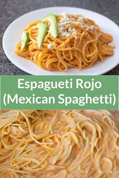 Spaghetti Rojo, Latin Meals, Speggetti Recipes, Mexican Sides, Mexican Pasta Recipes, Eco School, Mexican Spaghetti, Spagetti Recipe, Mexican Pasta