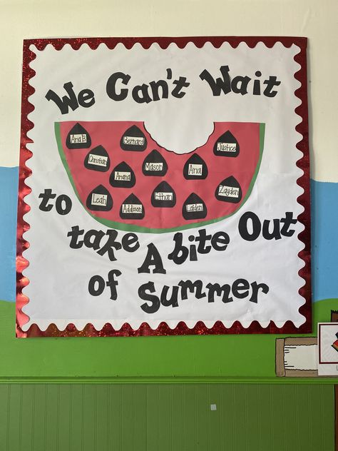 Watermelon Bulletin Board, Cafeteria Decorations, Summer Boards, Infant Room Ideas, Summer Bulletin Board, Tropical Classroom, Attendance Chart, Summer Bulletin Boards, Infant Room